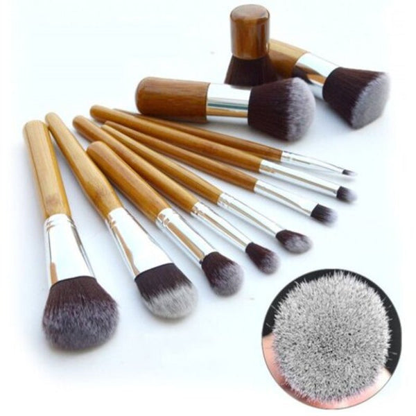 1Vegan Makeup Brush With Bamboo Handle Soft Synthetic Hair Original Wood Color Brushes