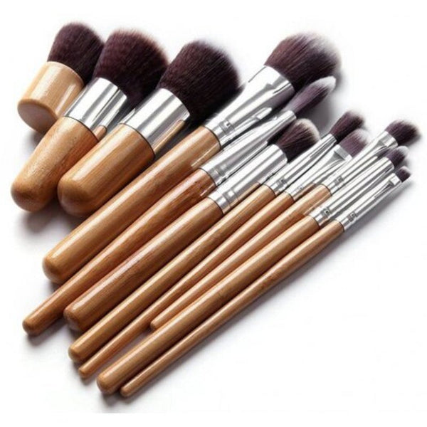 1Vegan Makeup Brush With Bamboo Handle Soft Synthetic Hair Original Wood Color Brushes