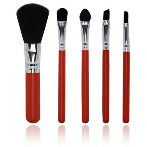 5 Pcs Mini Colorful Beginner Makeup Brush Set For Travel Orange