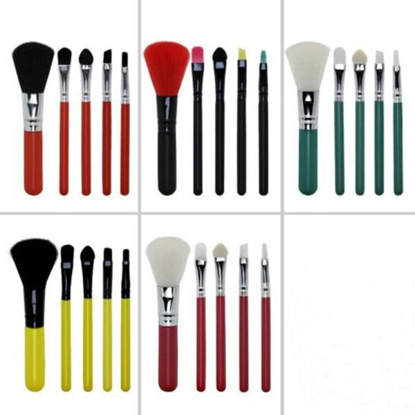5 Pcs Mini Colorful Beginner Makeup Brush Set For Travel Orange