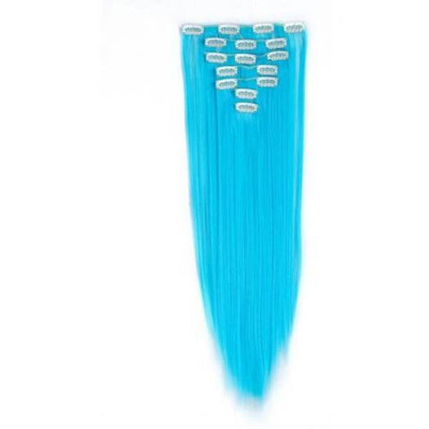 D3000 Long Straight Hair Extensions Blue 50Cm