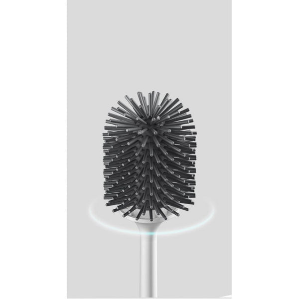 Toilet Brush Long Handle Soft Hair Silicone Wall Hanging Cleaning Grayflooring
