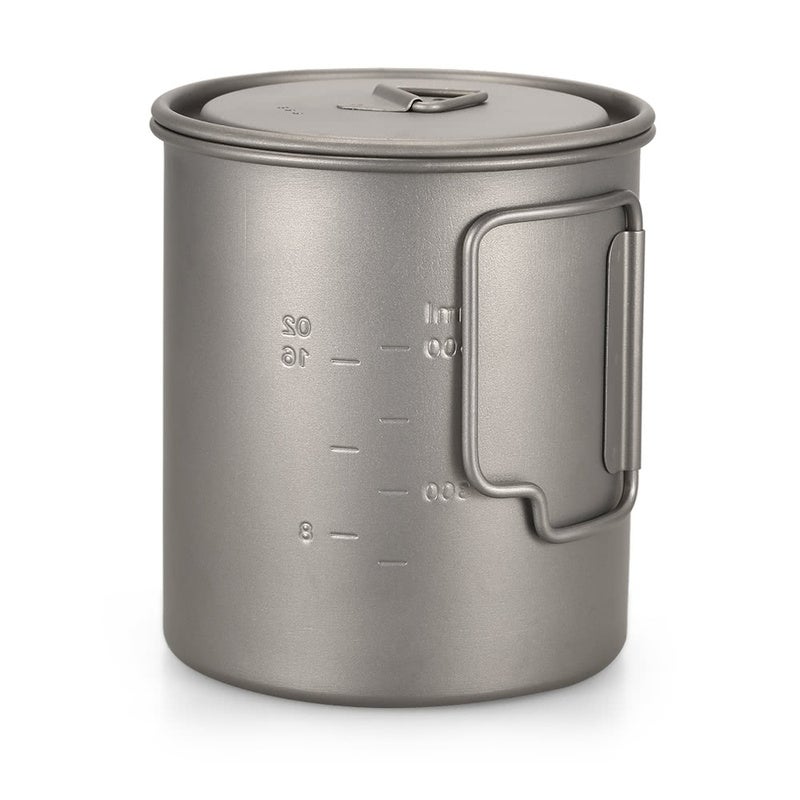 Ultralight 750Ml Titanium Cup Outdoor Portable Camping Picnic Water Mug With Foldable Handle Camping Cookware