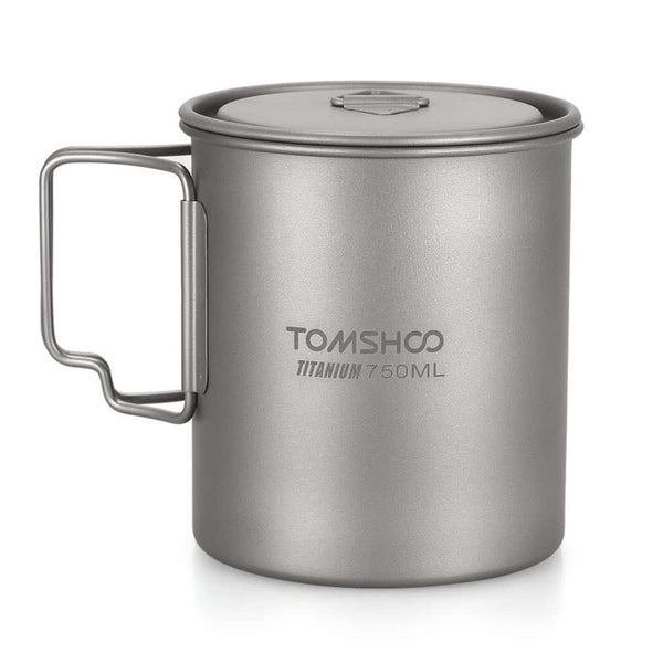 Ultralight 750Ml Titanium Cup Outdoor Portable Camping Picnic Water Mug With Foldable Handle