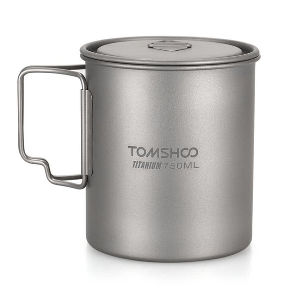 Ultralight 750Ml Titanium Cup Outdoor Portable Camping Picnic Water Mug With Foldable Handle Camping Cookware