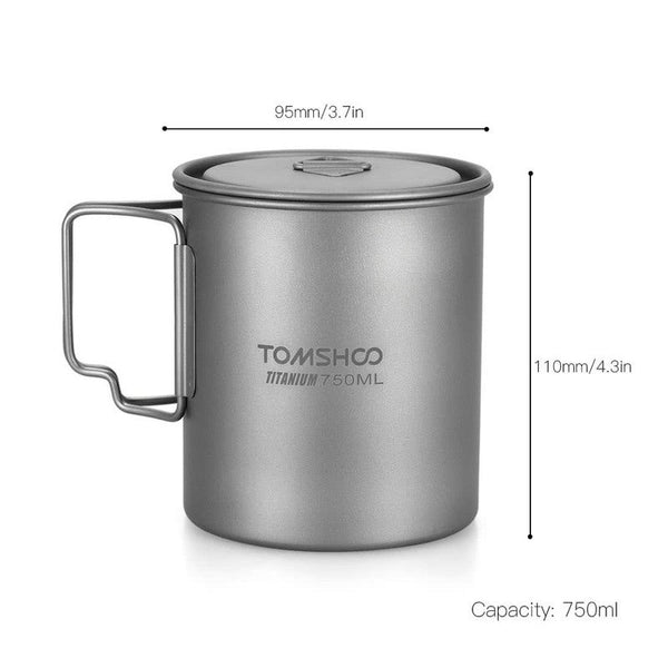 Ultralight 750Ml Titanium Cup Outdoor Portable Camping Picnic Water Mug With Foldable Handle Camping Cookware