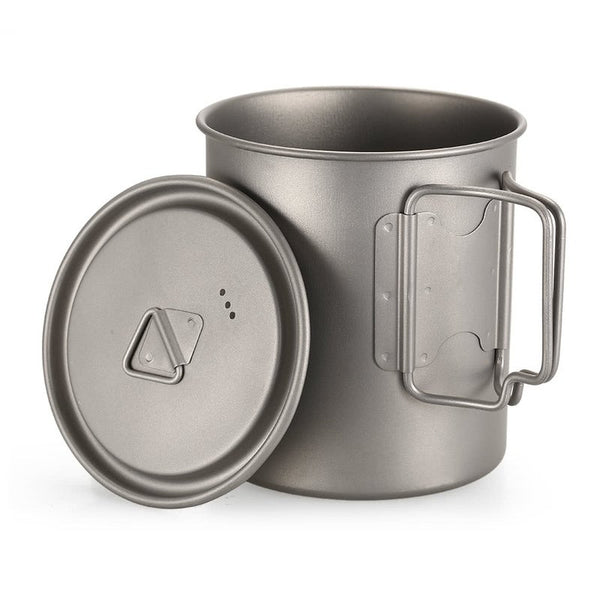 Ultralight 750Ml Titanium Cup Outdoor Portable Camping Picnic Water Mug With Foldable Handle Camping Cookware