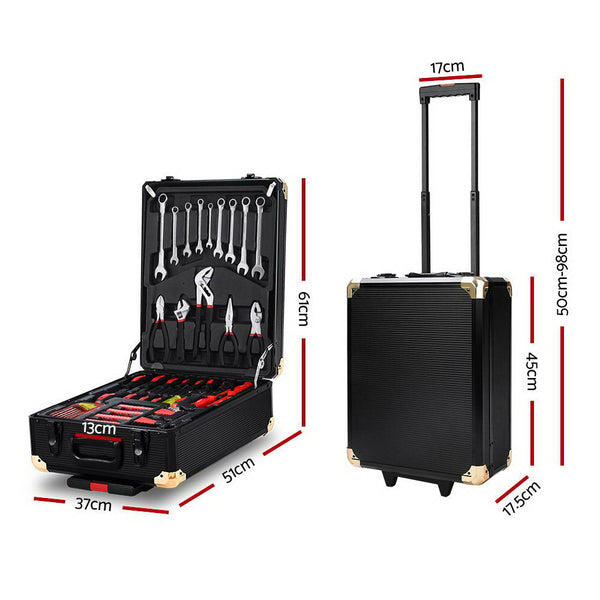 Giantz 816Pcs Tool Kit Trolley Case Mechanics Box Toolbox Portable Diy Set Bk