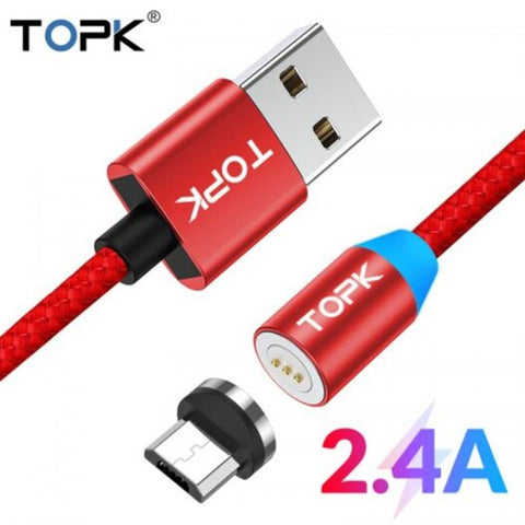 Am37 1M Fast Charging Magnetic Charge Cable Micro Usb Type For Iphonexiaomi Huawei Red
