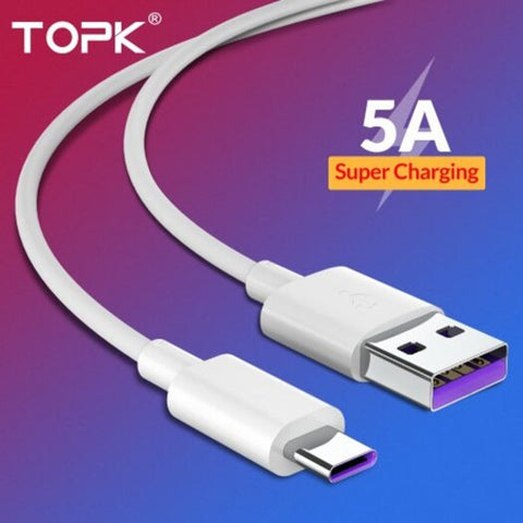 An62 5A Usb Type C Cable For Huawei P20 Mate V1010 9 Super Charging White 1M