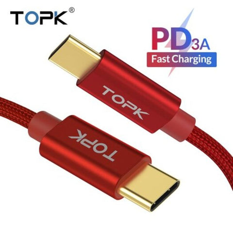 An80 60W 3A Usb Type C Cable For Samsung Galaxy S10 Oneplus Pd Qc3.0 Fast Charging Red 1M