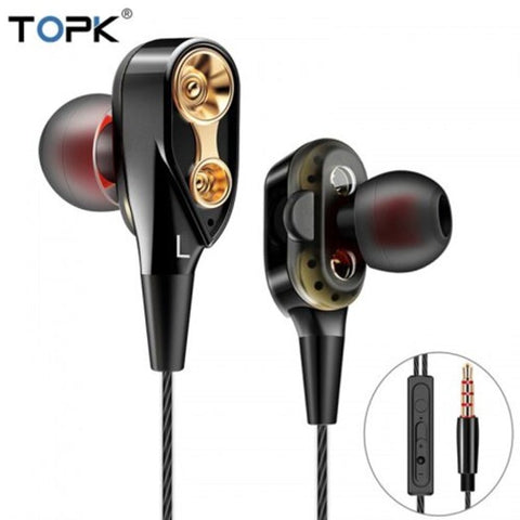 Wired Earphone For Phone Dual Driver Hifi Stereo In Headset 3.5Mm Sport Running Earphones Black Wired Earphones