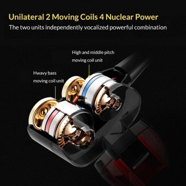 Wired Earphone For Phone Dual Driver Hifi Stereo In Headset 3.5Mm Sport Running Earphones Black Wired Earphones