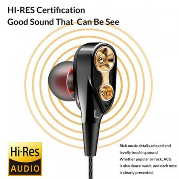 Wired Earphone For Phone Dual Driver Hifi Stereo In Headset 3.5Mm Sport Running Earphones Black Wired Earphones