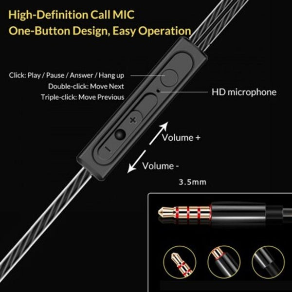 Wired Earphone For Phone Dual Driver Hifi Stereo In Headset 3.5Mm Sport Running Earphones Black Wired Earphones