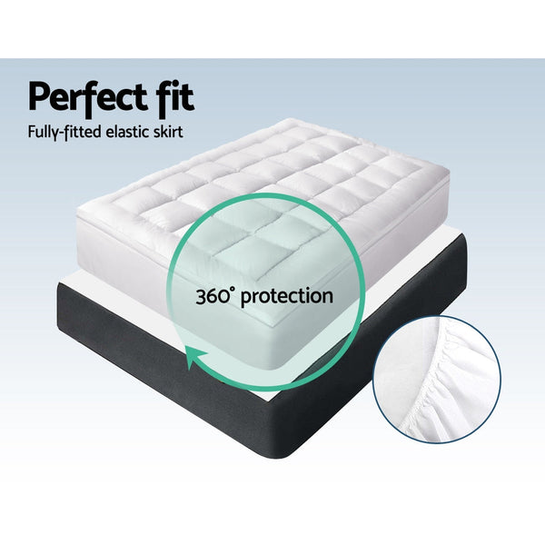Giselle Single Mattress Topper Bamboo Fibre Pillowtop Protector Mattress Toppers & Protectors