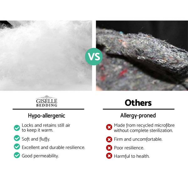 Giselle Queen Mattress Topper Pillowtop 1000Gsm Charcoal Microfibre Bamboo Fibre Filling Protector Mattress Toppers & Protectors