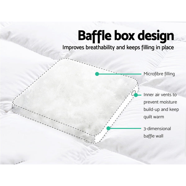 Giselle Queen Mattress Topper Pillowtop 1000Gsm Microfibre Filling Protector Mattress Toppers & Protectors