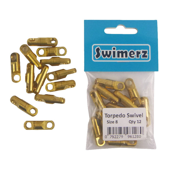 Swimerz Heavy Duty Torpedo Swivels Size 8 12 Pack Swivels & Snaps