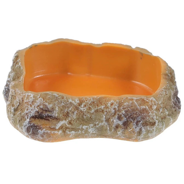 Tortoise Water Dish Pet Feeding Bowl Reptile Food Supplies Aquarium Worm Resin Rock Feeder Reptiles