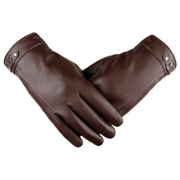 Touch Screen Men's Winter Leather Warm Cashmere And Thick Fashion Outdoor Cotton Brown 21Cm9cm24.5Cm Gloves