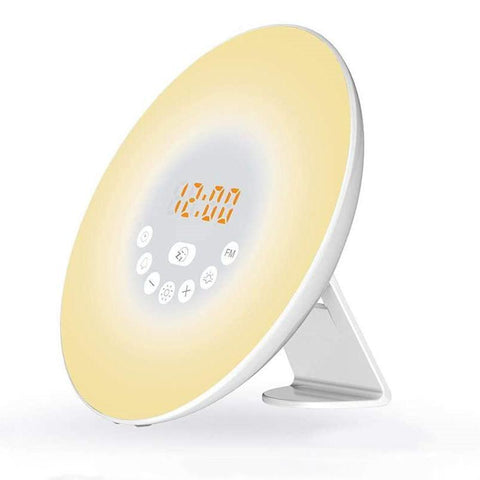 Led Sunrise Sunset Touch Sensing Digital Alarm Clock Night Light Wake Up Lighting Night Lights