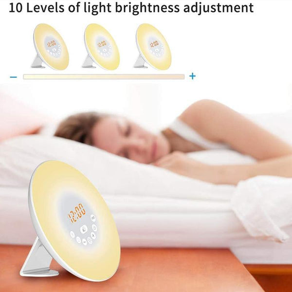 Led Sunrise Sunset Touch Sensing Digital Alarm Clock Night Light Wake Up Lighting Night Lights