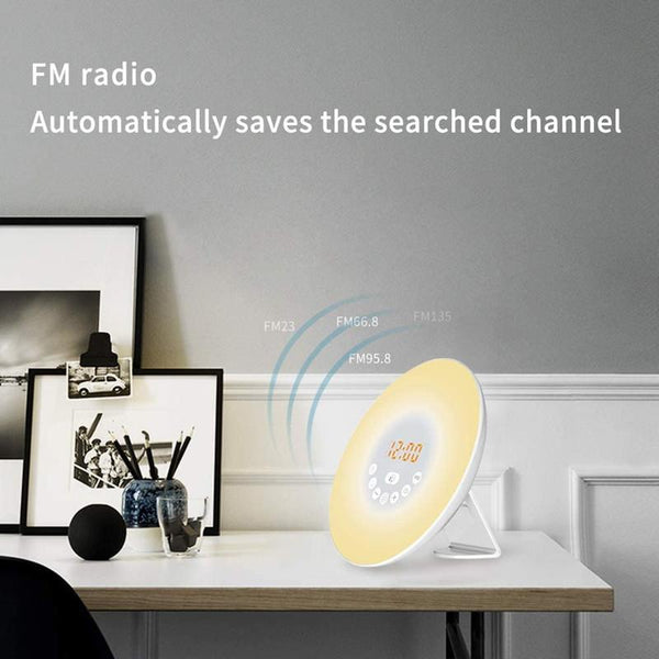 Led Sunrise Sunset Touch Sensing Digital Alarm Clock Night Light Wake Up Lighting Night Lights