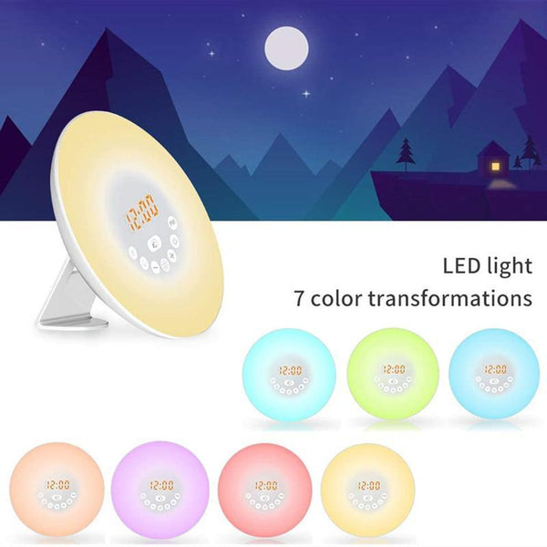 Led Sunrise Sunset Touch Sensing Digital Alarm Clock Night Light Wake Up Lighting Night Lights