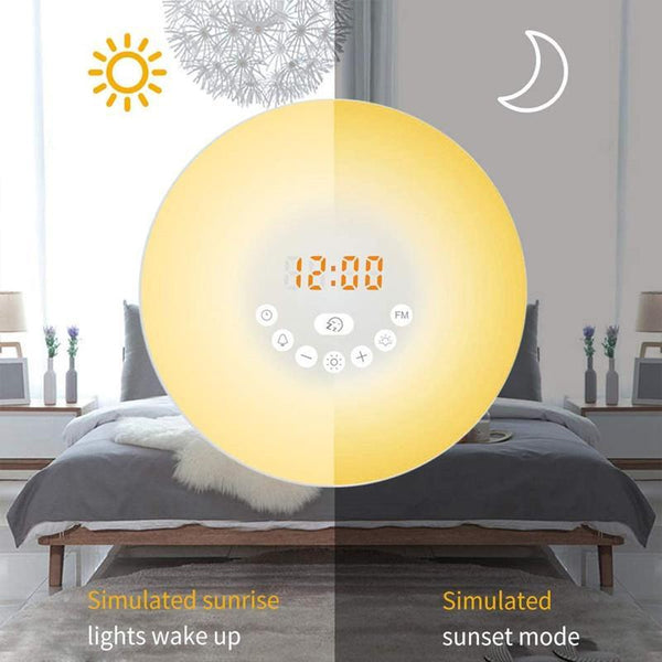 Led Sunrise Sunset Touch Sensing Digital Alarm Clock Night Light Wake Up Lighting Night Lights