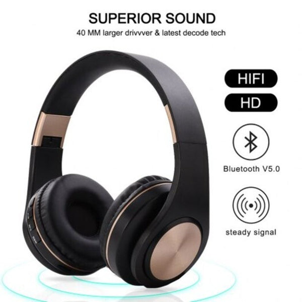A1 Bluetooth 5.0 Wireless Headphone With Hd Mic Headset Support Tf Card Earphone For Phone Black Headsets