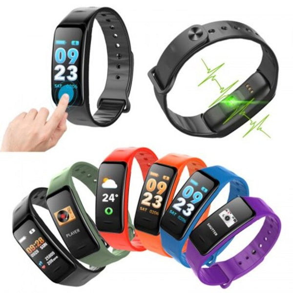 Smart Bracelet C1s Heart Rate Men Women Band Color Screen Music Control Sports Watch Black Smart Watches
