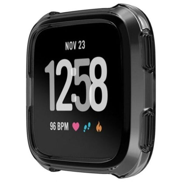 Tpu Silicone Cover Case Watch Casing Guard Protector For Fitbit Versa Black Smart Watch Cases