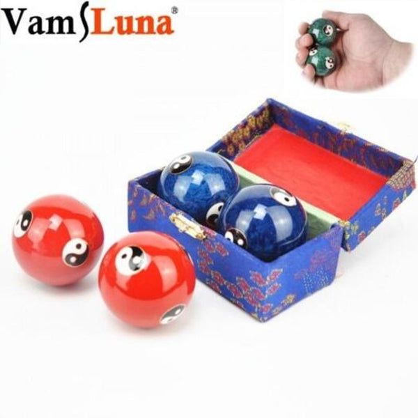 Traditional Chinese Health Exercise Stress Message Balls With Chime Improve Joints Blue