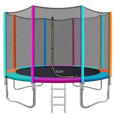 Everfit 12Ft Trampoline Round Trampolines Kids Safety Net Enclosure Pad Outdoor Gift Multi-Coloured