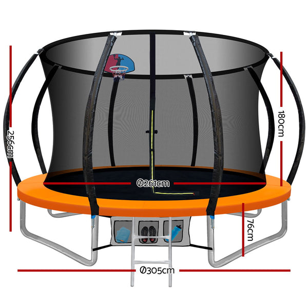 Everfit 10Ft Trampoline Round With Basketball Hoop Kids Present Gift Trampolines