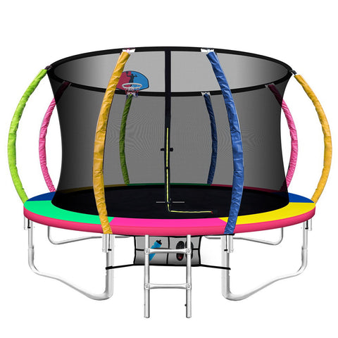 Everfit 12Ft Trampoline Round Trampolines With Basketball Hoop Kids Present Gift