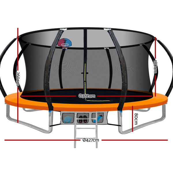 Everfit 14Ft Trampoline Round With Basketball Hoop Kids Present Gift Trampolines