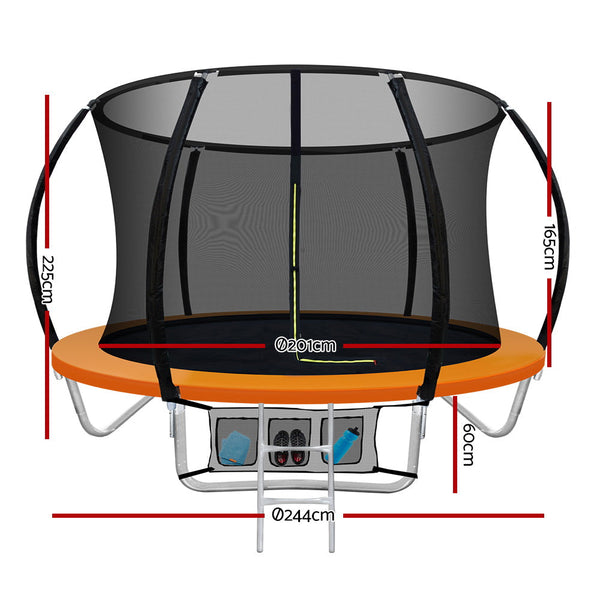 Everfit 8Ft Trampoline Round Kids Present Gift Enclosure Safety Net Pad Outdoor Orange Trampolines