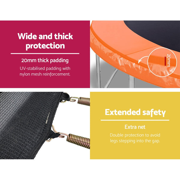 Everfit 8Ft Trampoline Round Kids Present Gift Enclosure Safety Net Pad Outdoor Orange Trampolines