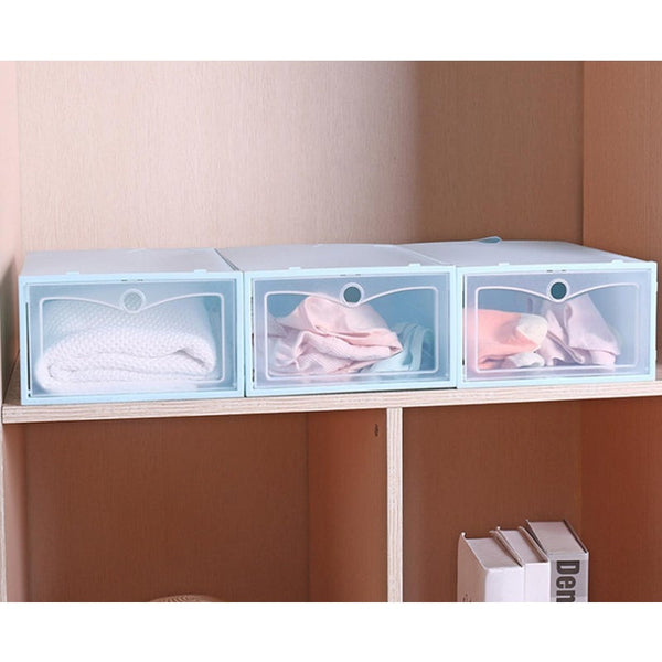 Shoe Organisers Transparent Thickened Flip Shoes Bedroom Storage Box Blue