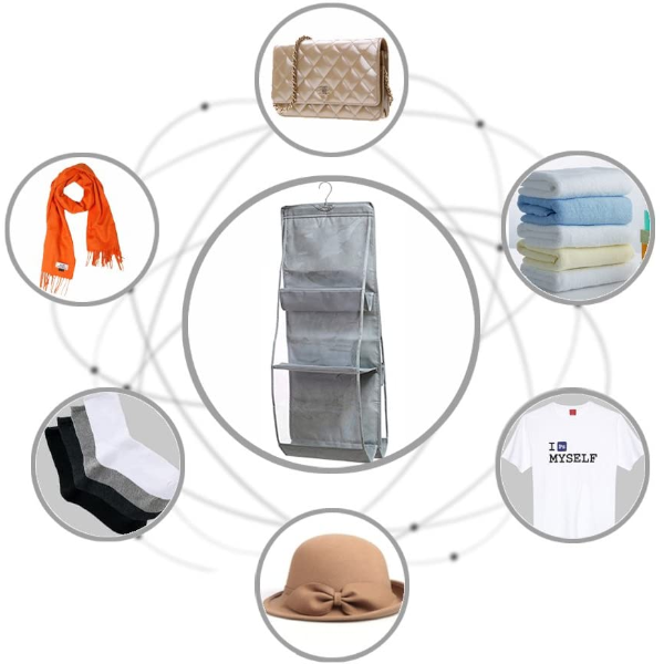 Transparent Bag Storage Hanging Non Woven Household Wardrobe Grey Storage Bags