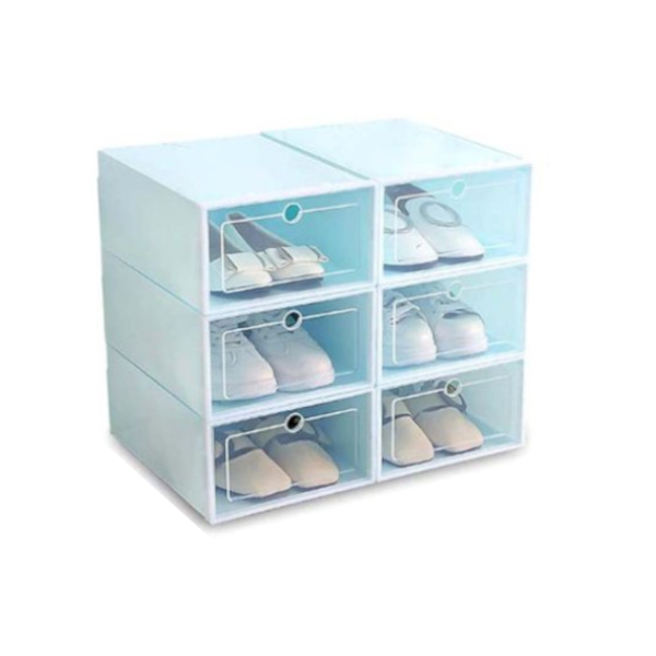 Shoe Organisers Transparent Thickened Flip Shoes Bedroom Storage Box Blue
