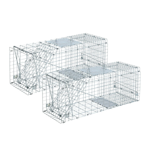 Giantz Set Of 2 Humane Animal Trap Cage 66 X 23 25Cm - Silver