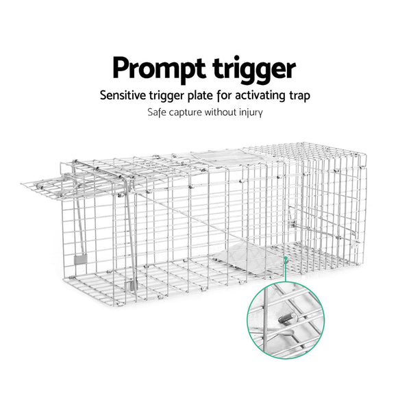 Giantz Set Of 2 Humane Animal Trap Cage 66 X 23 25Cm Silver Insect Traps & Baits