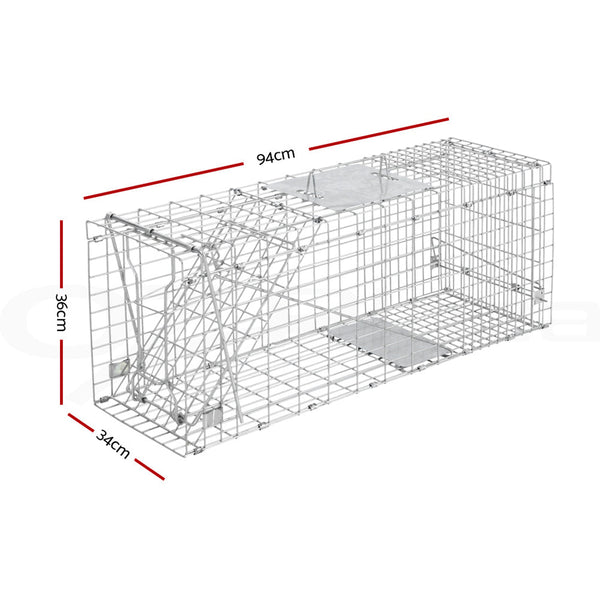 Giantz Humane Animal Trap Cage 94 X 34 36Cm Silver Insect Traps & Baits