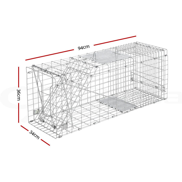 Giantz Humane Animal Trap Cage 94 X 34 36Cm - Silver