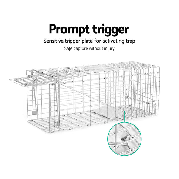 Giantz Humane Animal Trap Cage 94 X 34 36Cm Silver Insect Traps & Baits