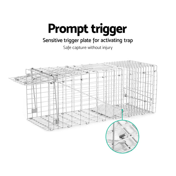 Giantz Humane Animal Trap Cage 94 X 34 36Cm - Silver