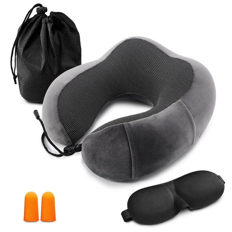 Travel Pillow Memory Foam Neck Dark Grey Pillows
